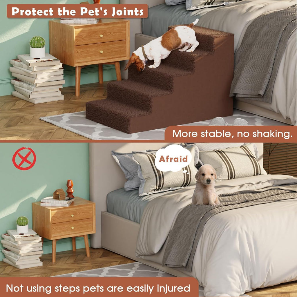 5 Tiers Thickened Widened Pet Steps with Washable Cover Z5399