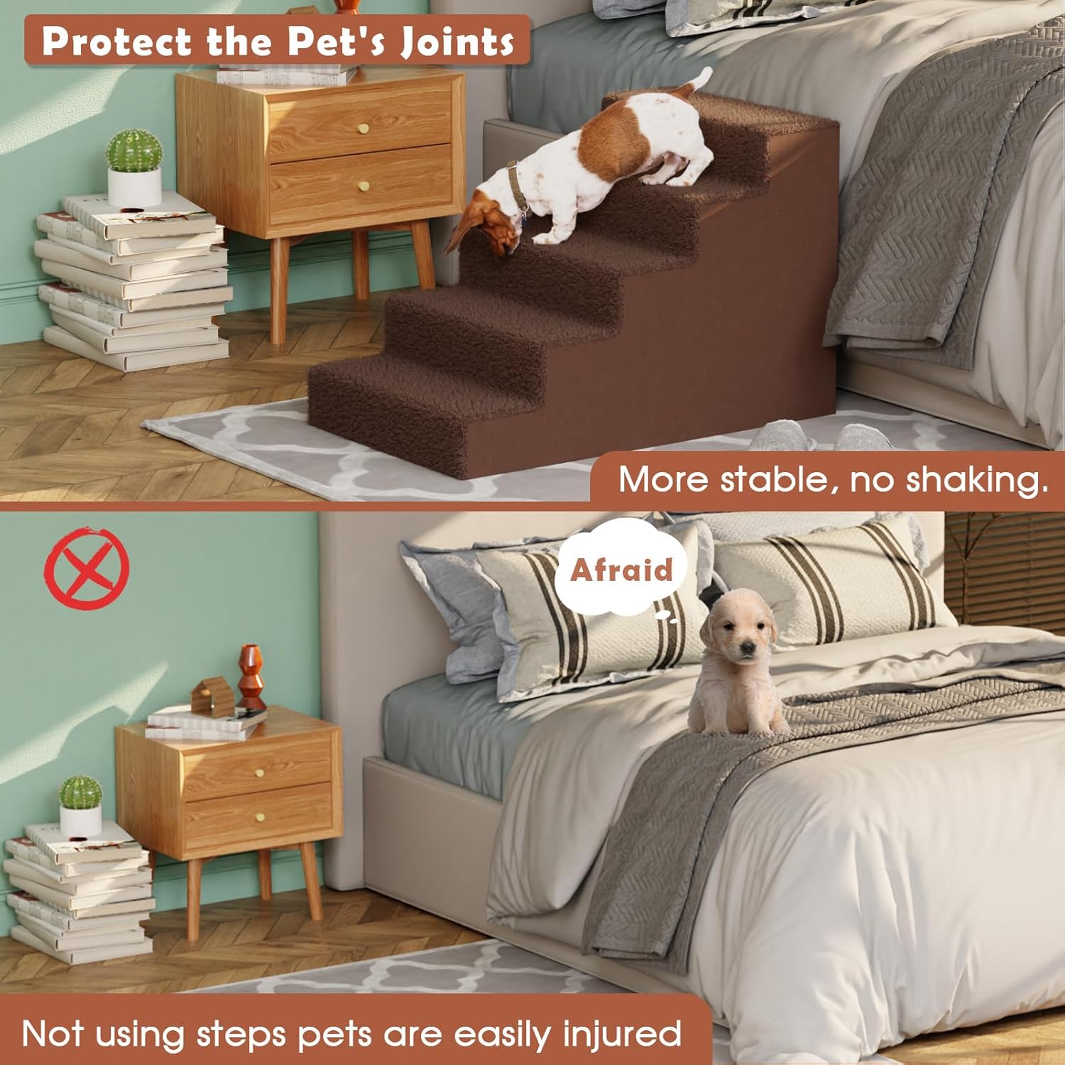 5 Tiers Thickened Widened Pet Steps with Washable Cover Z5399