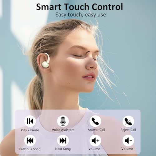 Pink Wireless Bluetooth 5.4 Over-Ear Earbuds with ENC Noise Cancelling Mic H69876