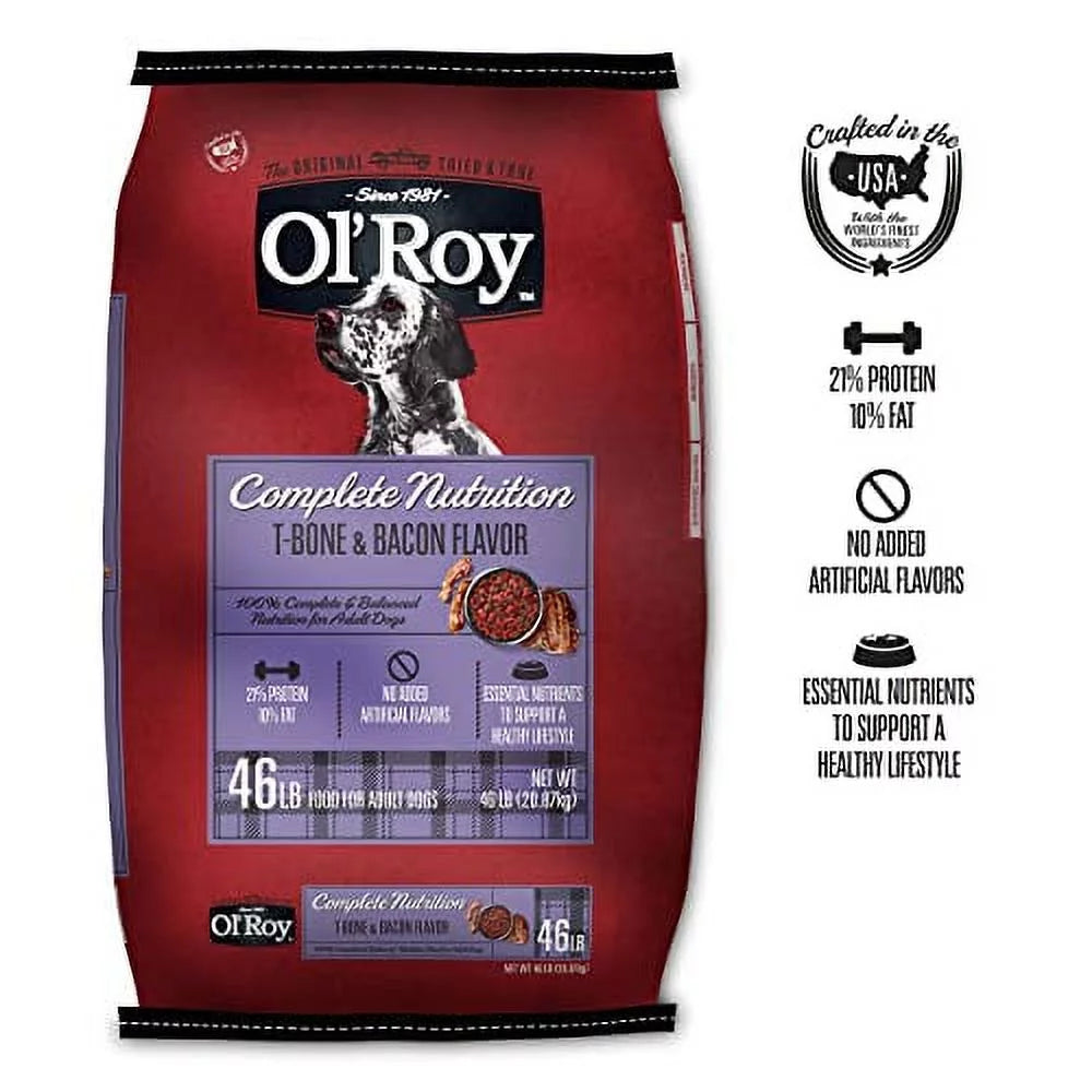 T-Bone & Bacon Flavor Dry Dog Food, 46 lb R7968