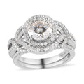 Moissanite Round 925 Sterling Silver Platinum Plated Stackable Ring Size 7 Ct 2.46 V608527