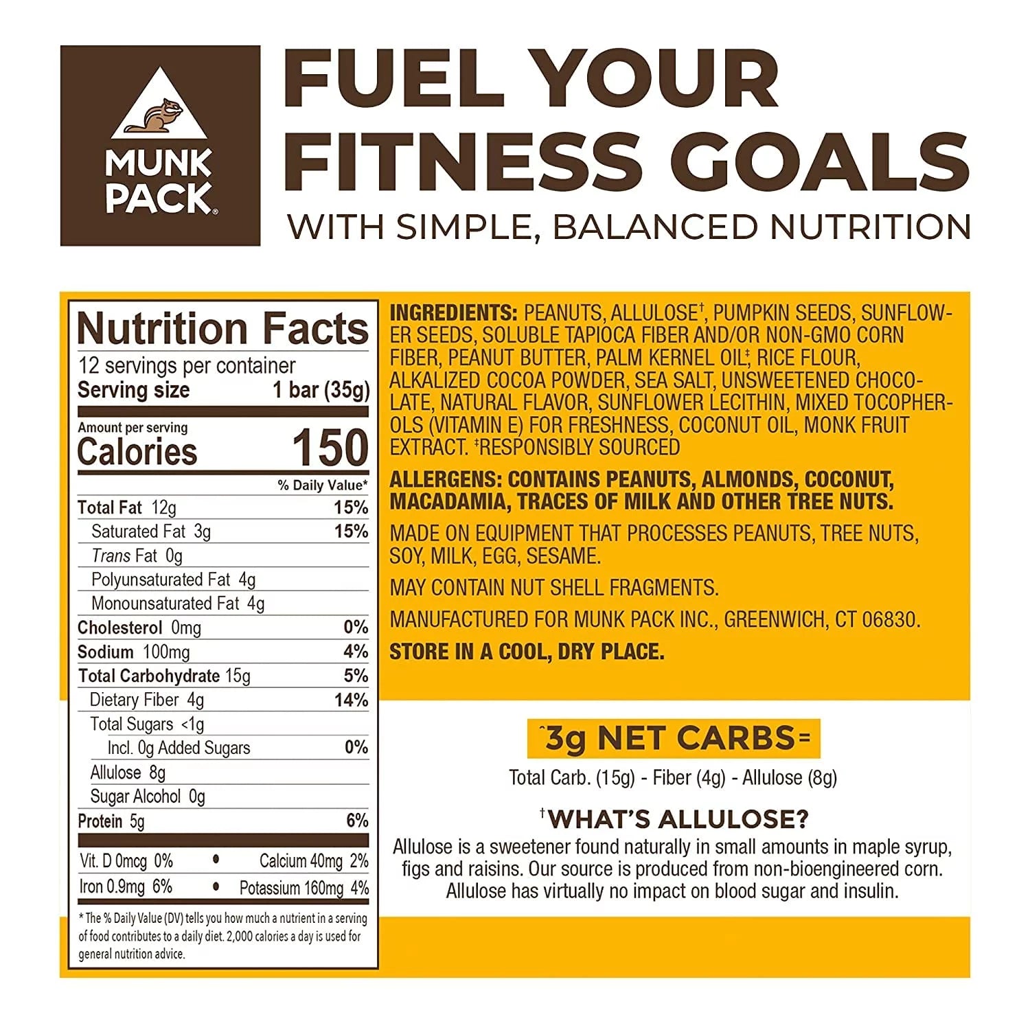 Nut & Seed Bar Peanut Butter Dark Chocolate 12 Bars Y173