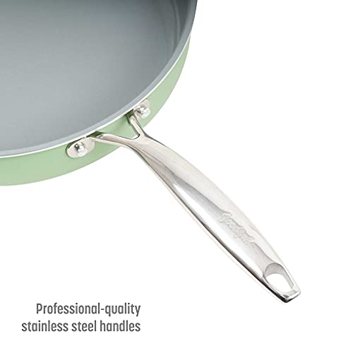 Ceramic Nonstick Deep Saute Pan with Lid, 4-Quart, Green Z912248