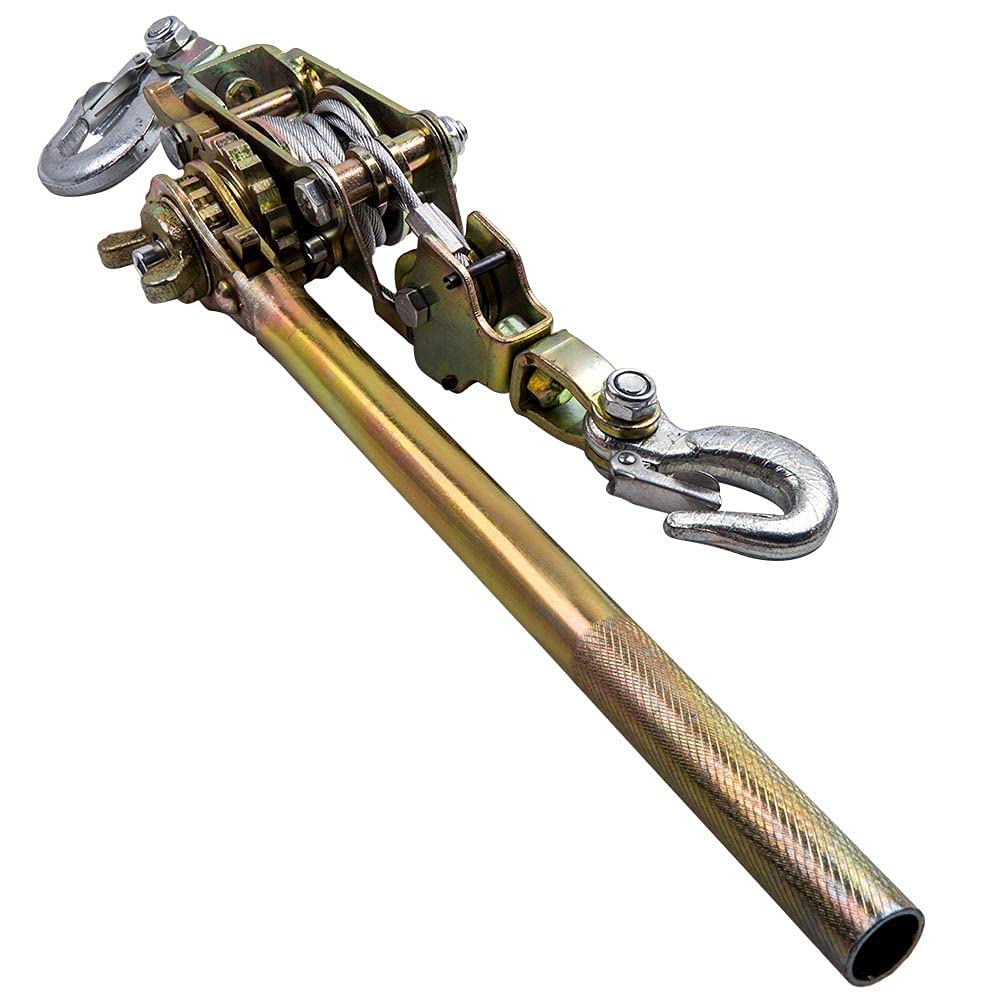 2 Ton Heavy Duty Hand Puller with Cable Rope Hooks 4400LB Metal Gear Pack of 2 M28411