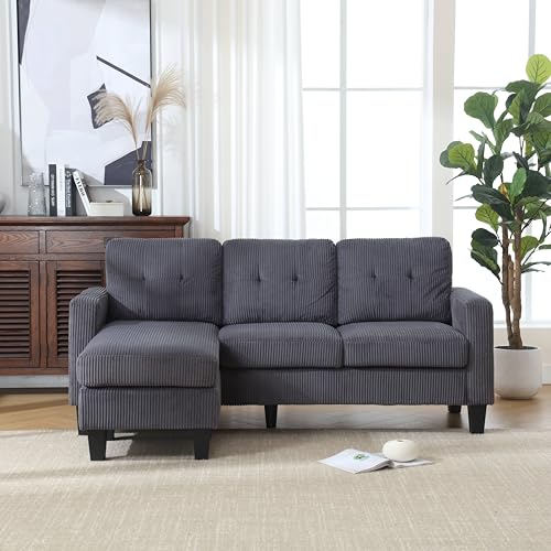 Emerald Velvet L-Shaped Sofa with Reversible Chaise and Ottoman D983