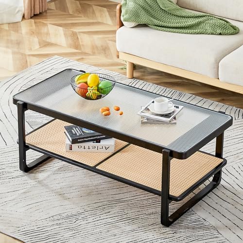 41.3 Inch Rectangle Wooden Coffee Table with Storage K838659