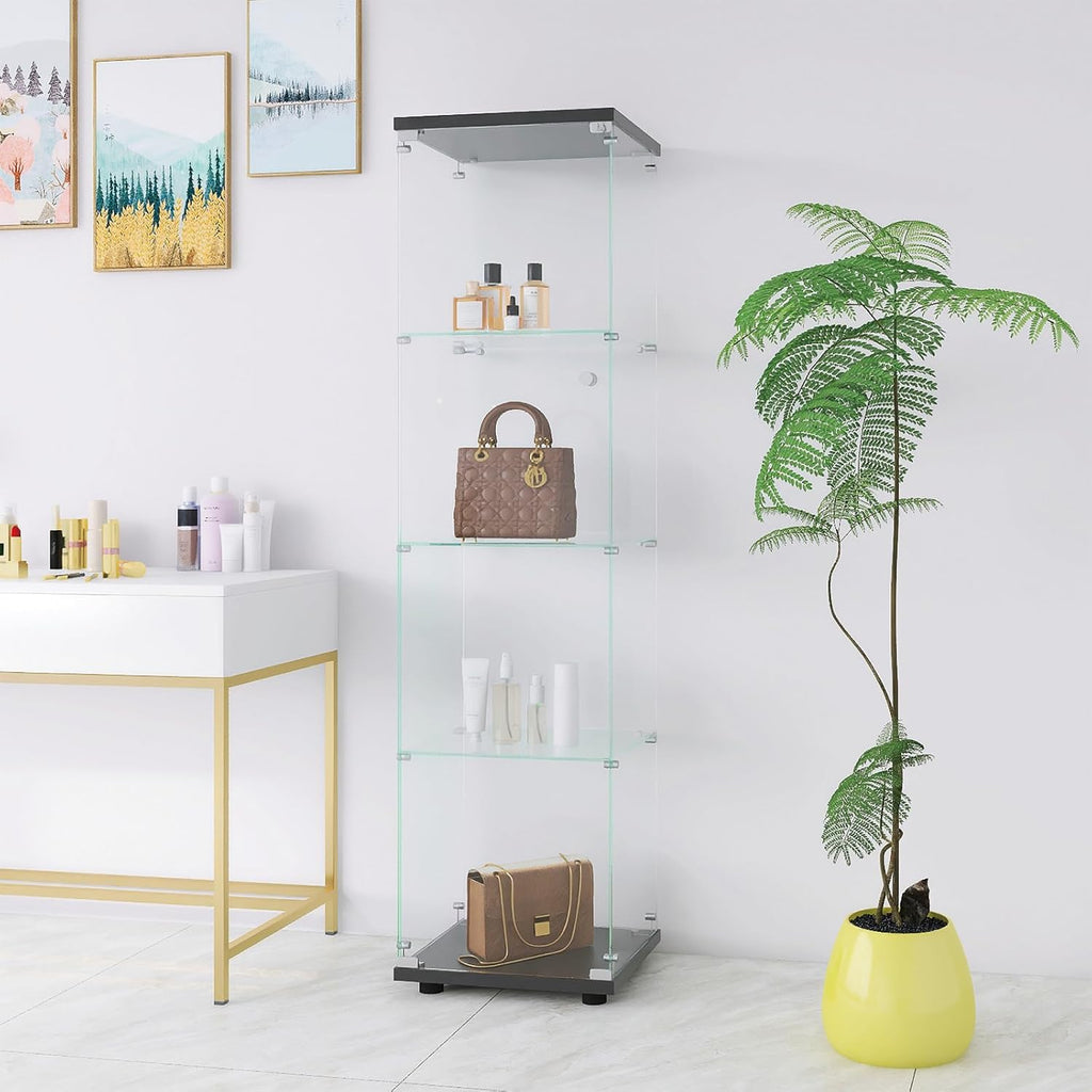 4 Shelves Glass Display Cabinet with Door H316