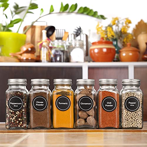 24 Pcs 4oz Glass Spice Jars with Airtight Metal Caps Q67358