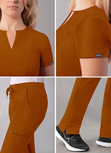 Notched V-Neck Scrub Top & Skinny Cargo Scrub Pants J178991