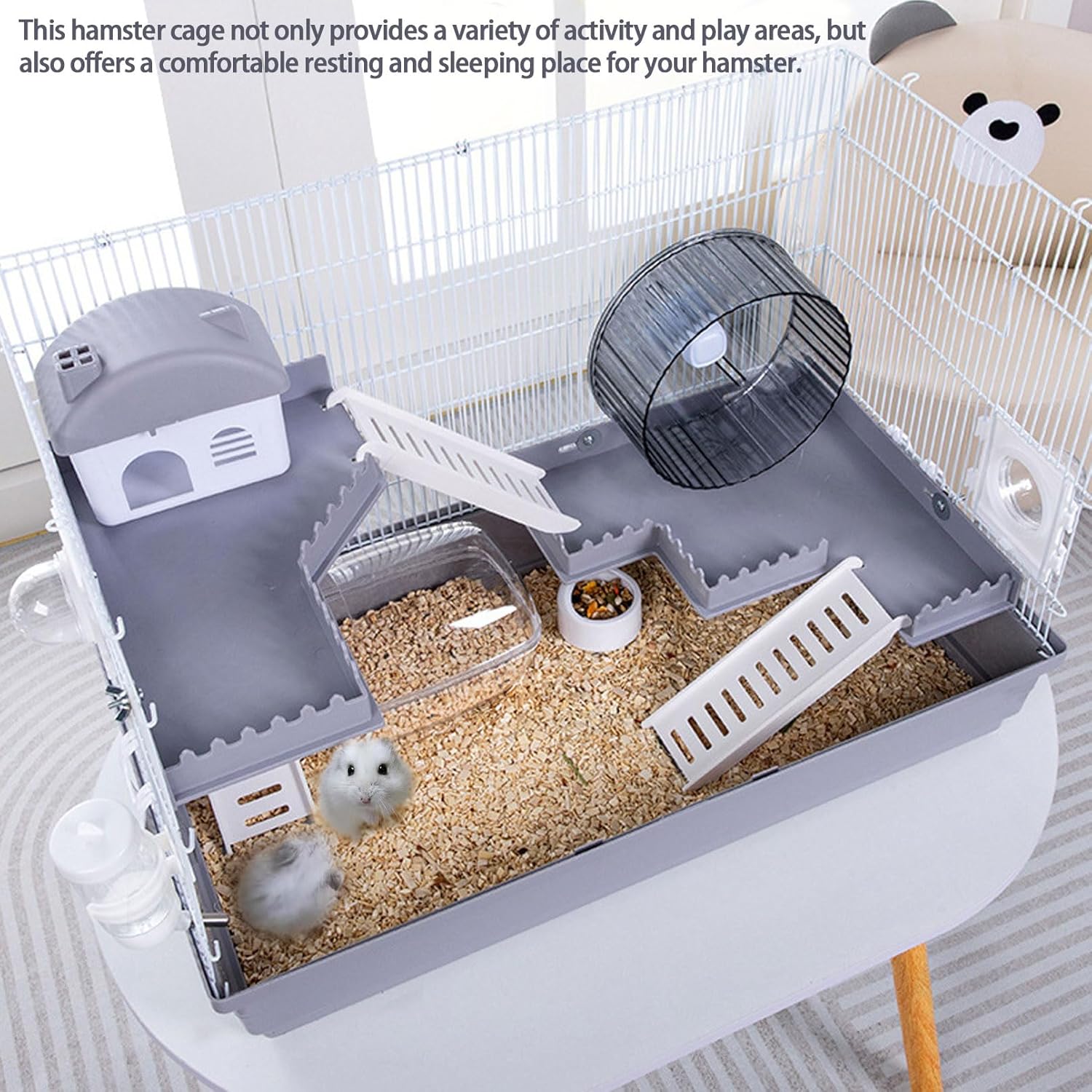 Large 3-Levels Grey Hamster Cage with Accessories V934262