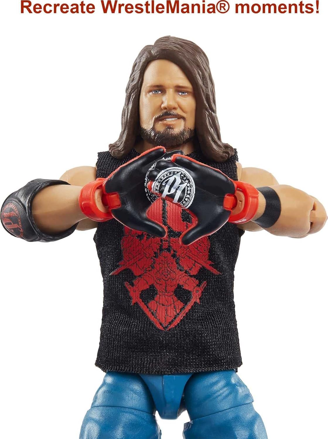 AJ Styles Action Figure with entrance shirt & Build-A-Figure Pieces, 6-in Posable Action Figure S497