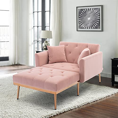 Beige Velvet Chaise Lounge Chair with Adjustable Backrest E85654