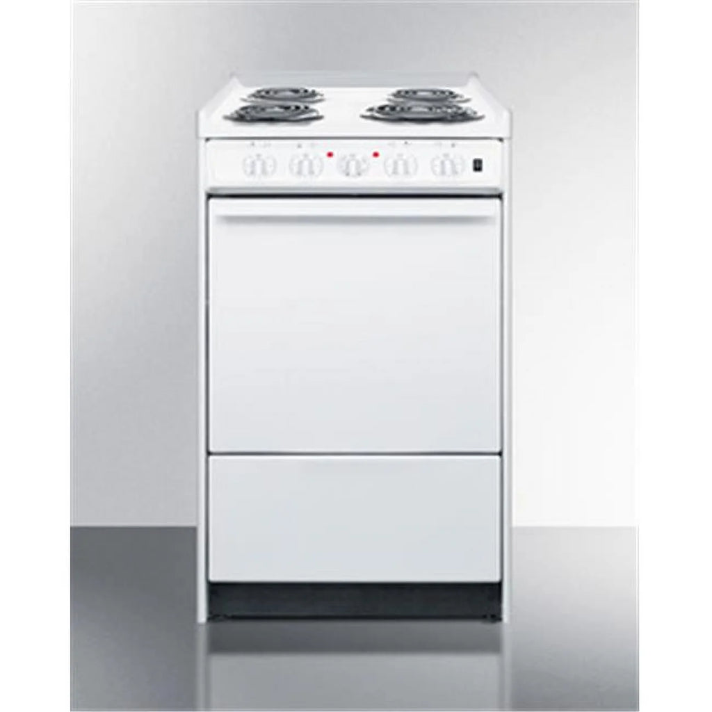 20 in. Wide Slide-in Style Coil Top Electric Range In White with Storage Compartment G190688