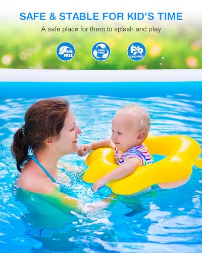Large Inflatable Pool, 145" X 74" X 22" Oversized Thickened Blow Up Pool V90120