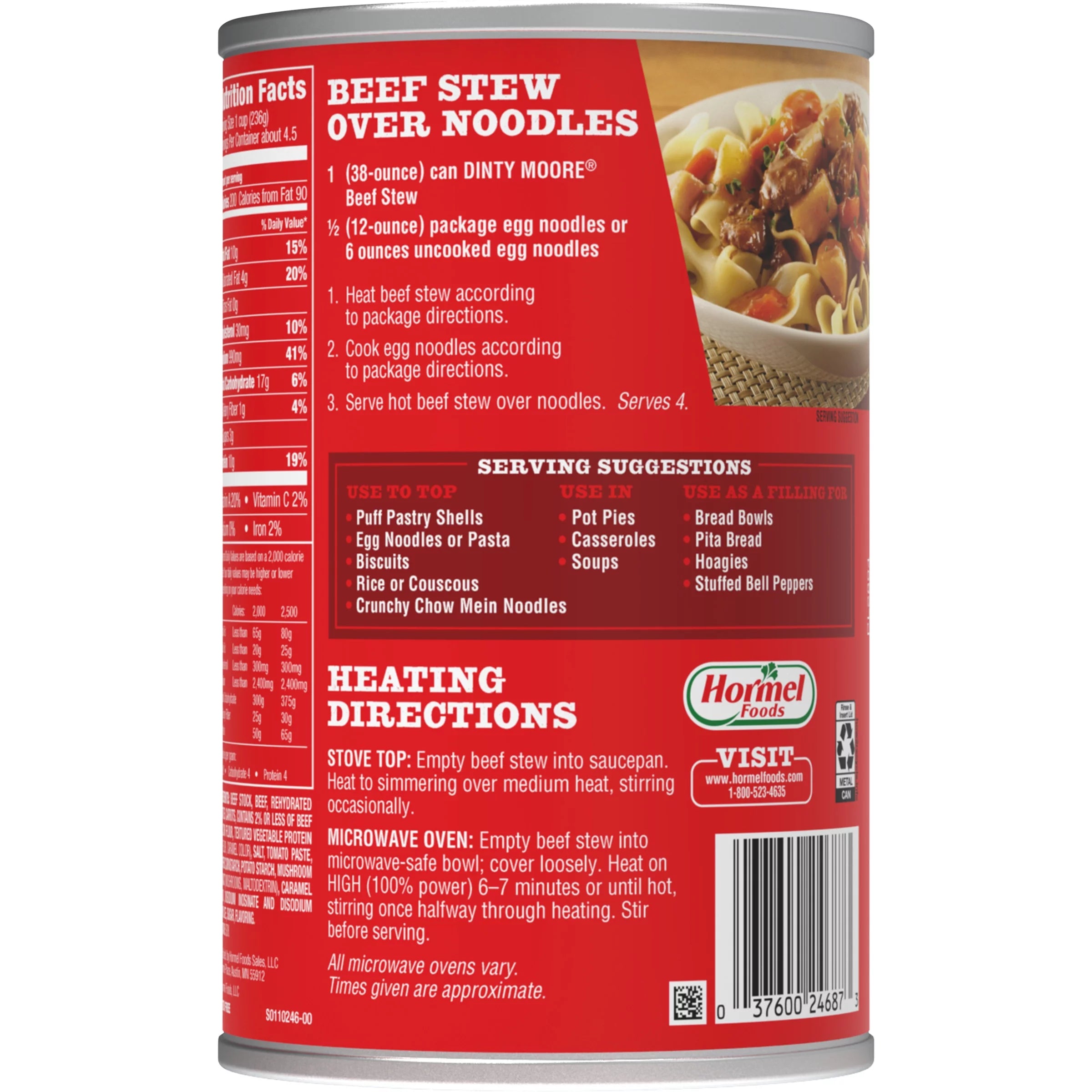 (6 pack) Beef Stew, Shelf-Stable, Steel Can 38 oz U819791