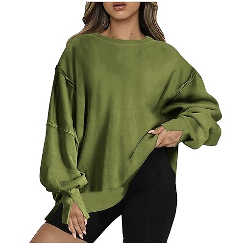 Oversized Long Sleeve Pullover Sweatshirt I4806