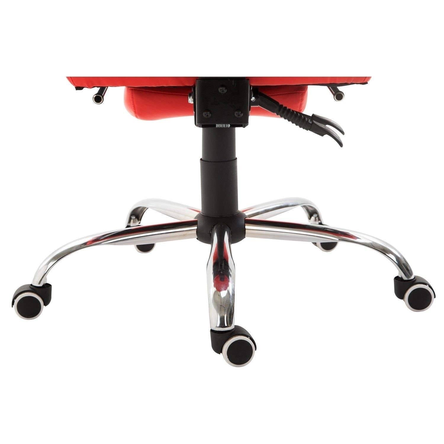 High Back Reclining PU Leather Office Chair with Footrest (Red) L300