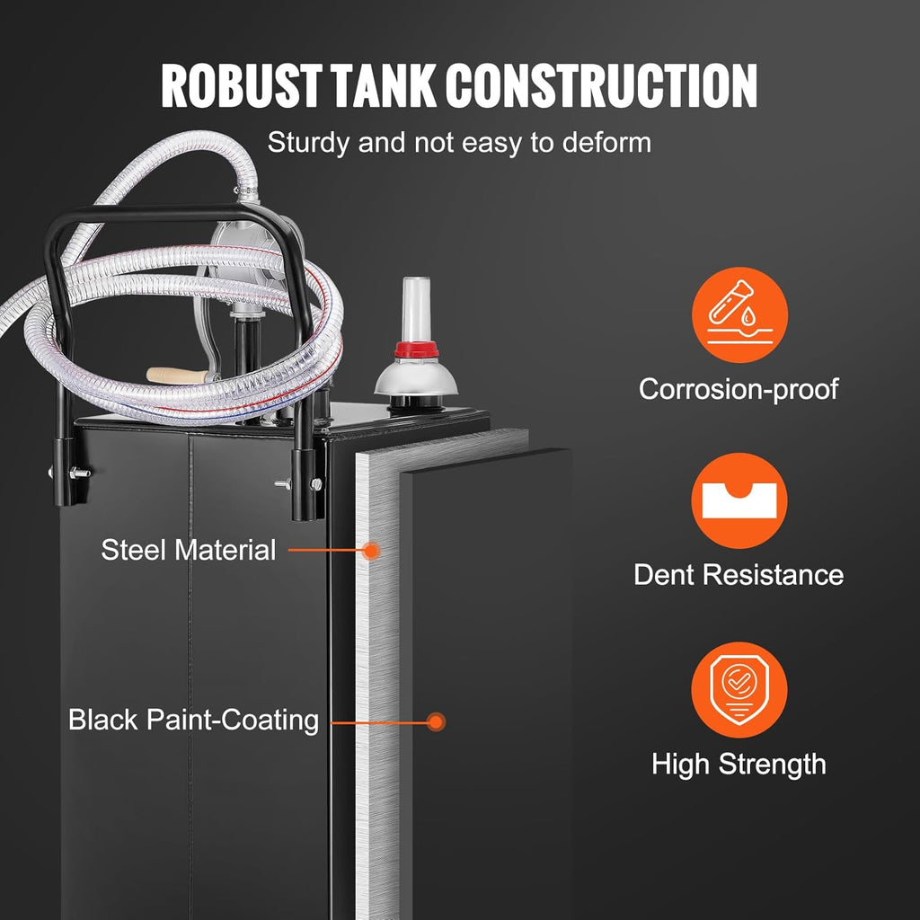 35 Gallon Black Fuel Caddy on 4 Wheels with Manual Transfer Pump Q99255