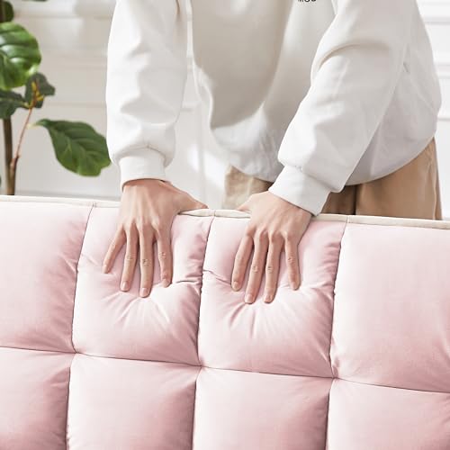 Pink Velvet Pull Out Sofa Bed C92503