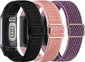 3-Pack Elastic Nylon & Silicone Bands for Fitbit Charge 6/ Charge 5 C3916