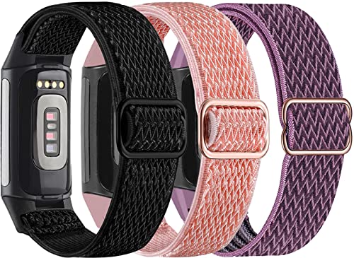 3-Pack Elastic Nylon & Silicone Bands for Fitbit Charge 6/ Charge 5 C3916