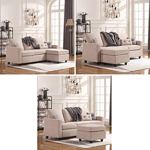 Black L Shaped Convertible Sectional Sofa with Reversible Chaise G3151