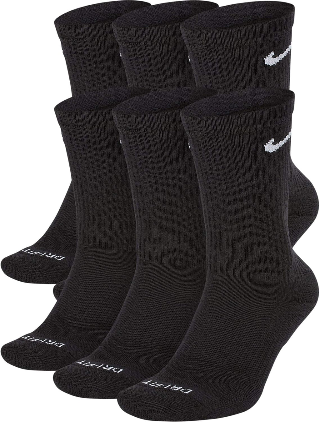 6 Pack Black Crew Socks N6980