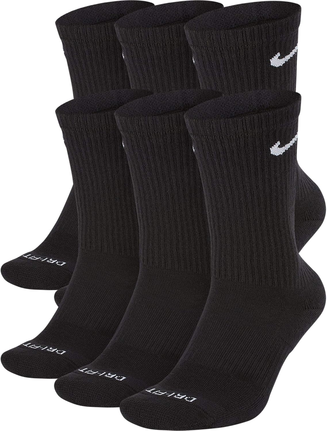6 Pack Black Crew Socks N6980