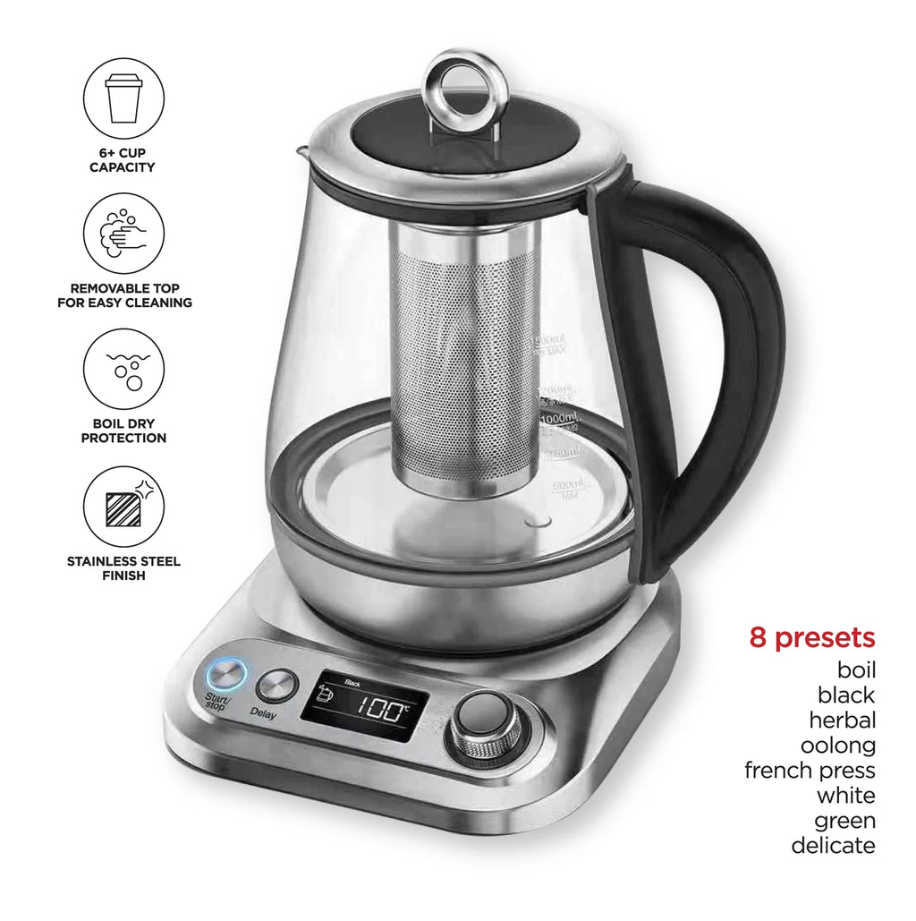 Digital Programmable Glass Electric Kettle, Stainless Steel, 1.5 Liter P4466
