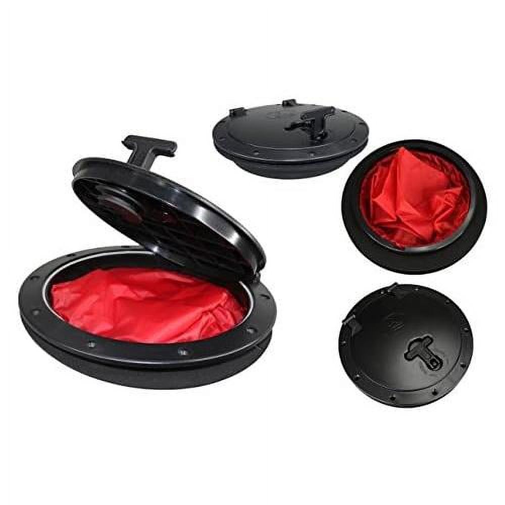 Black Plastic 6'' Waterproof Deck Plate Cover with Storage Bag Lock Design G2612