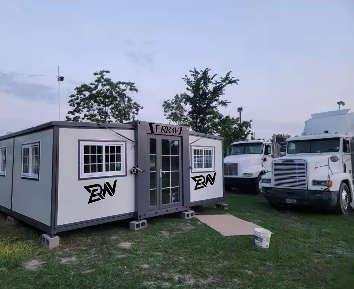 19 x 20 FT Foldable Prefab House with 1 Bathroom, 2 Rooms, and 1 Kitchen H25661