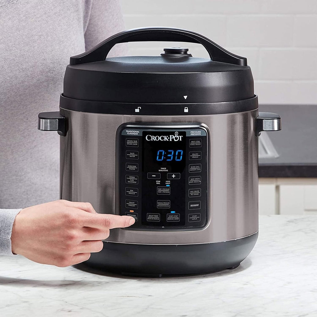 8-Quart Programmable Slow Cooker and Pressure Cooker, Black Stainless D476