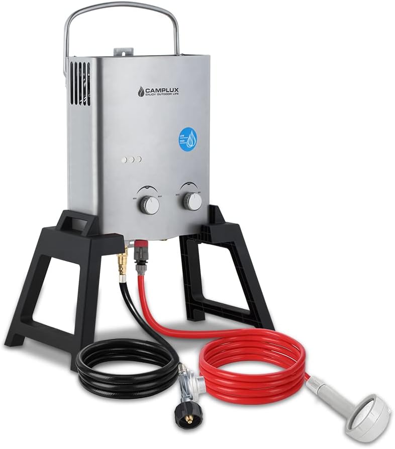 1.32 GPM Portable Outdoor Propane Tankless Water Heater Gray O5137