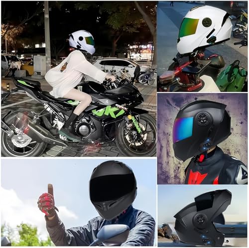 Bluetooth Modular Full Face Flip Up Motorcycle Helmet with Dual Speaker and Microphone J144