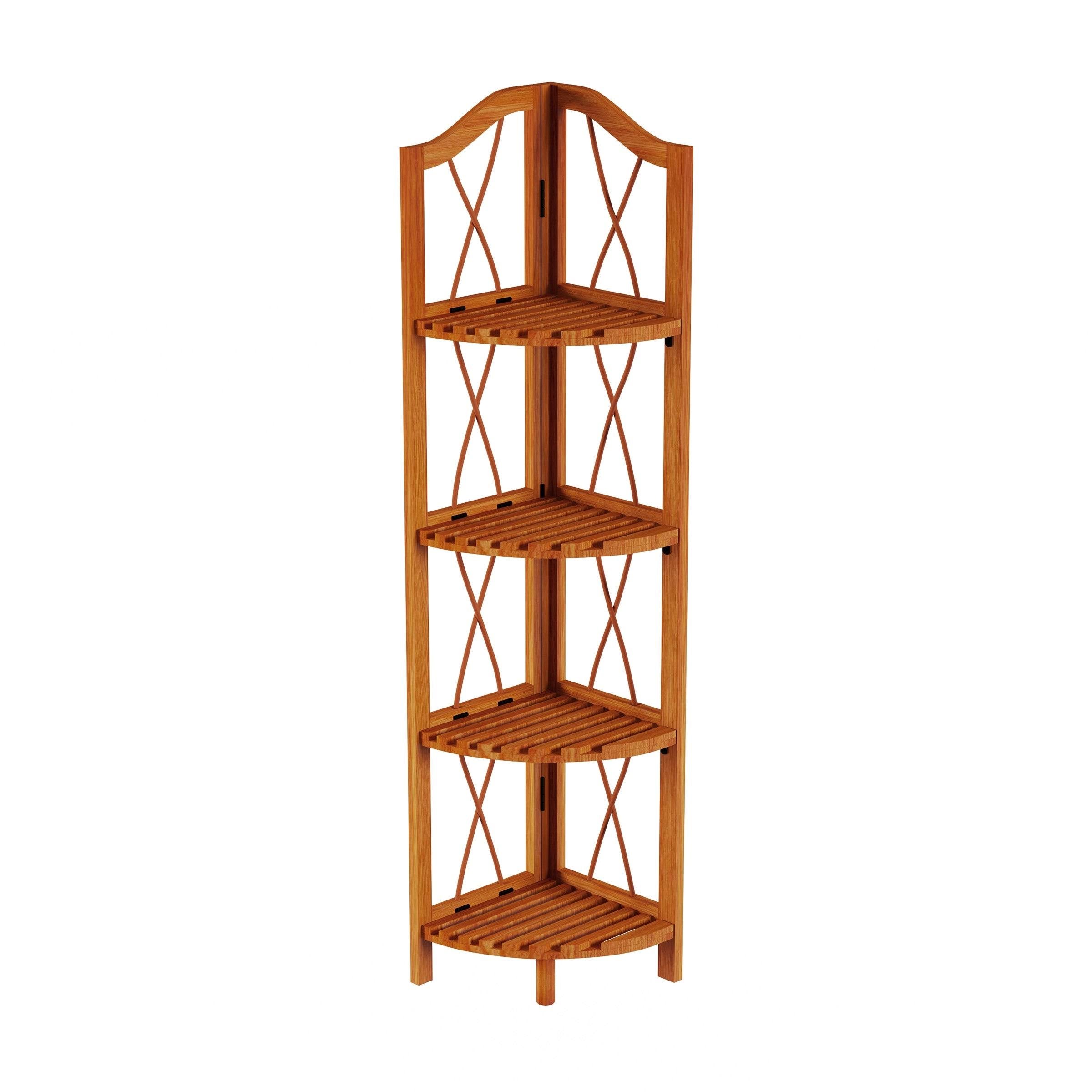 4-Tier Folding Corner Bookcase V6548