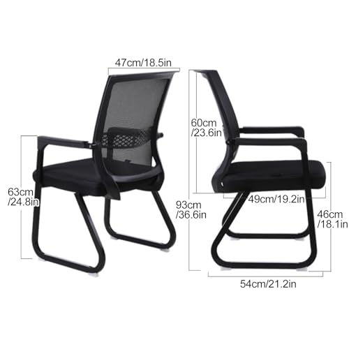 Red Mesh Guest Chair with Sled Base and Armrests A529