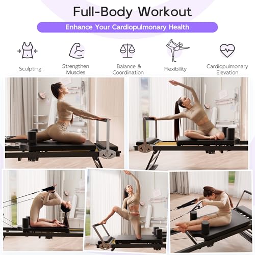 Black Foldable Pilates Reformer J410