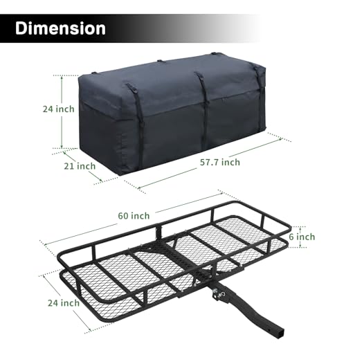 60"x24"x6" Folding Cargo Carrier Hitch Mount F654746