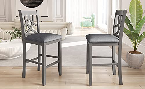 3 Piece Round Drop Leaf Counter Height Dining Table and Chairs Set with Storage Shelf T52721