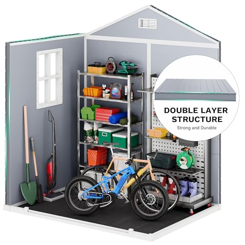 Gray Resin Storage Shed with Lockable Door T7408