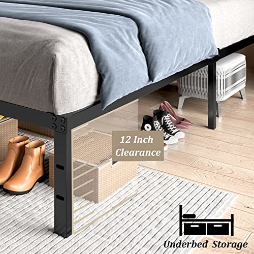 Twin Size Heavy Duty Metal Platform Bed Frame with Storage Space, 14 Inches F1780