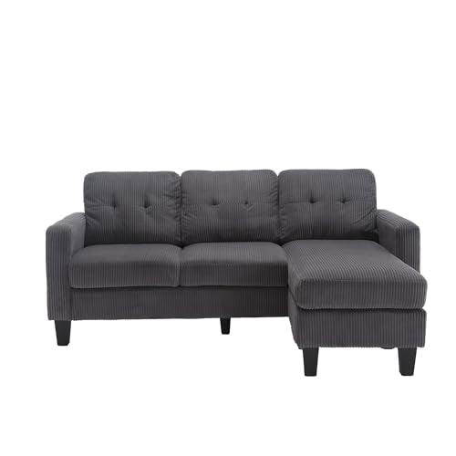 Emerald Velvet L-Shaped Sofa with Reversible Chaise and Ottoman D983