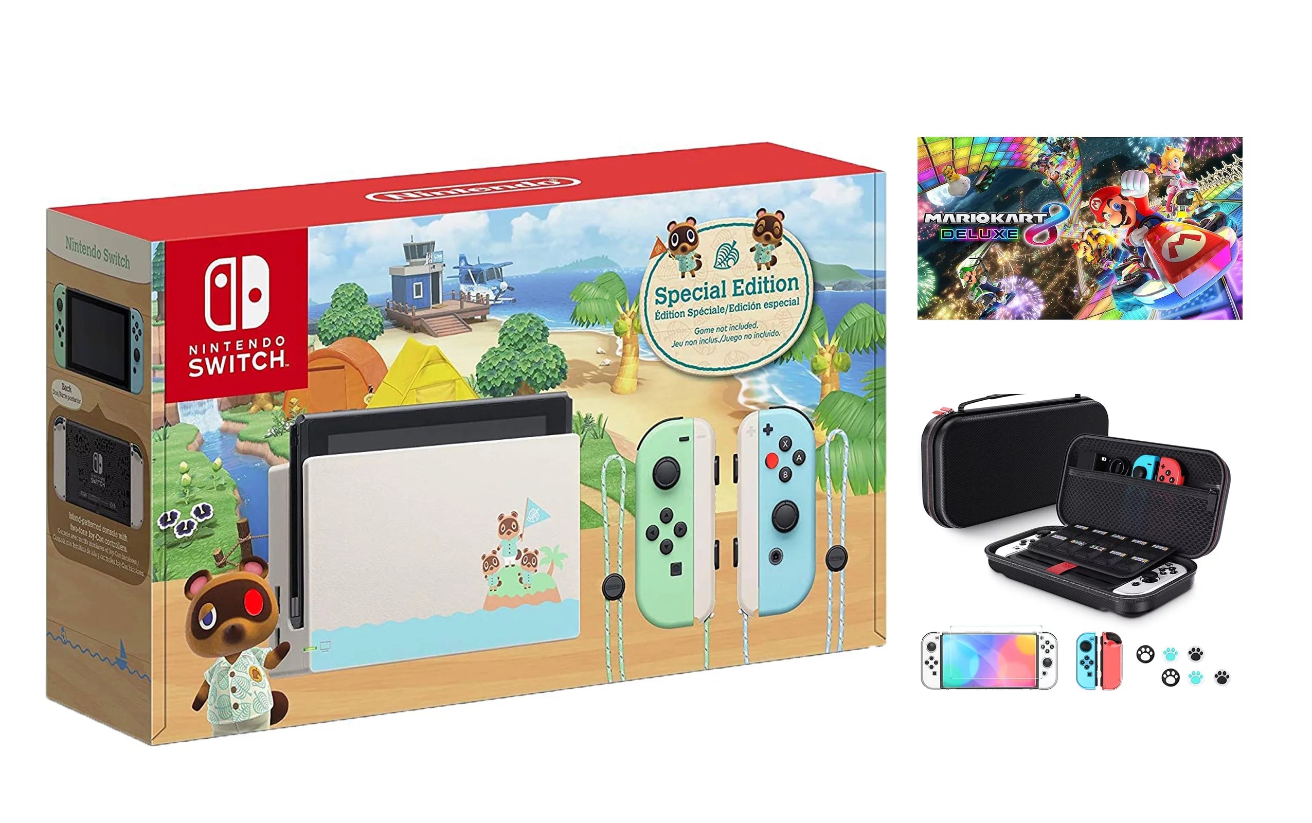32GB Internal Storage Console Bundle with Mario Kart 8 Deluxe & 10 in 1 Accessory Case N520