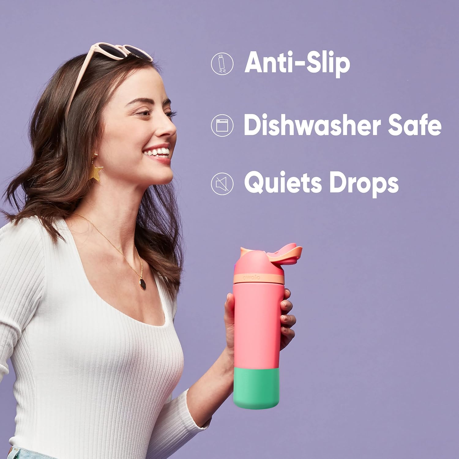 Insulated Stainless Steel Water Bottle with Straw and Silicone Boot, Grey S360