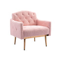 Rose Red Velvet Accent Chair with Arms and Metal Legs X6032