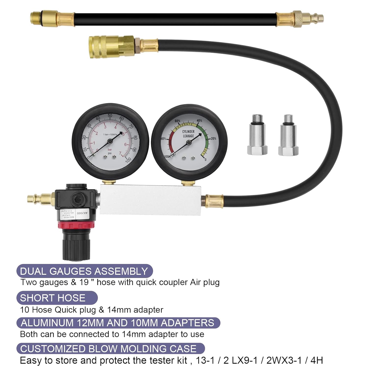Cylinder Leak Down Tester Dual Gauge Leakdown Tester Kit B687