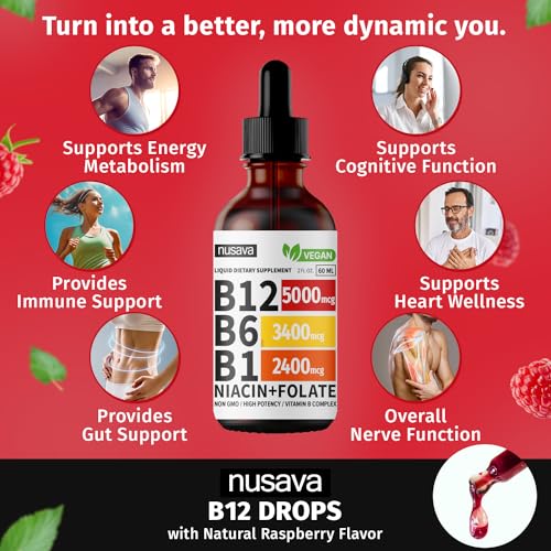 (2 Pack) Vitamin B12 Liquid Drops, 5000 mcg with Vitamin B6, 80 Servings N611550