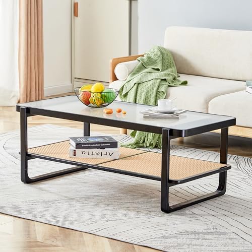 41.3 Inch Rectangle Wooden Coffee Table with Storage K838659