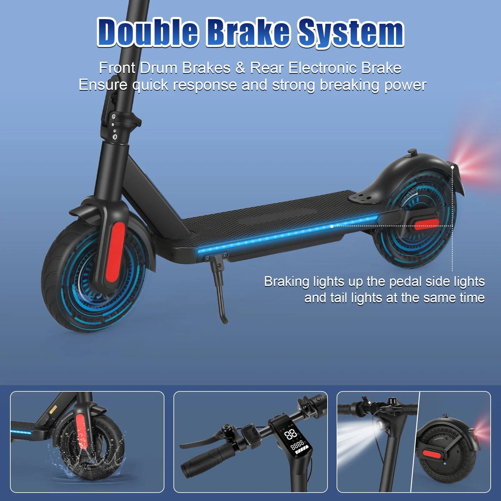 500W Foldable Electric Scooter, 10" Wheels, 20 mph, 20 mile Range, Dual Brakes F377799