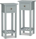 Narrow Acacia Wood Side Table with Drawer U446732